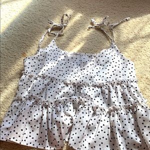 Heart ruffle tie up tank top